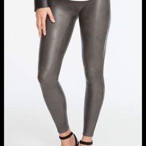 Spanx grey faux leather leggings - size large